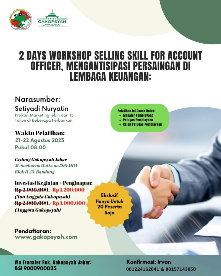 2 days Workshop selling skill for Account Officer, Mengantisipasi Persaingan di Lembaga Keuangan